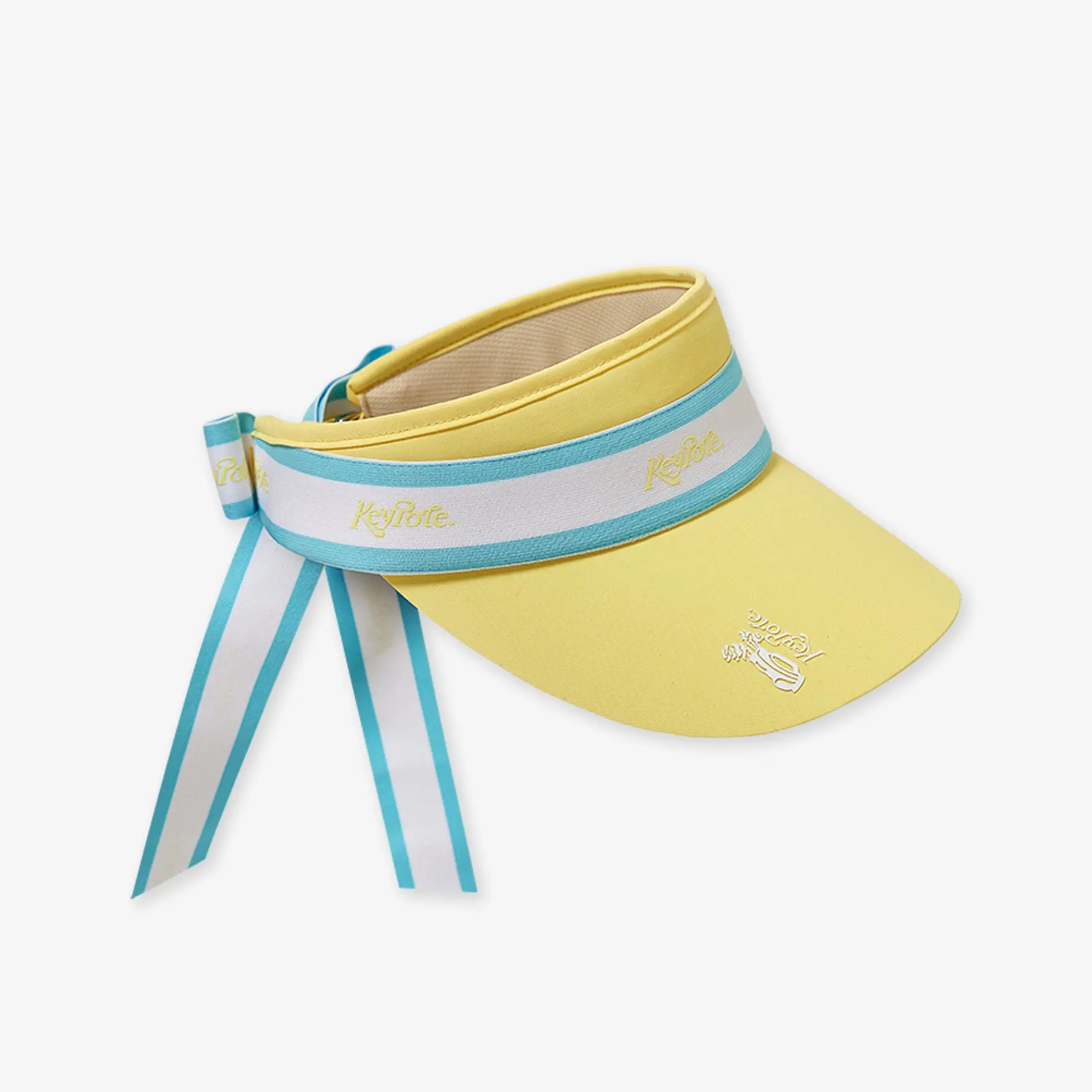 Women's Classic Yellow Visor, Sun Protection Hat with Ribbon Detail, Striped Tie for Functional Shade & Sporty Look