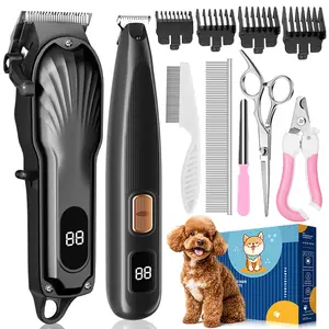 Oneisall Dog Grooming Kit for Heavy Thick Hair Coats Low Noise Rechargeable Cordless Waterproof Clippers with Stainless Steel Blade Paw Trimmer for Efficient Pet Grooming