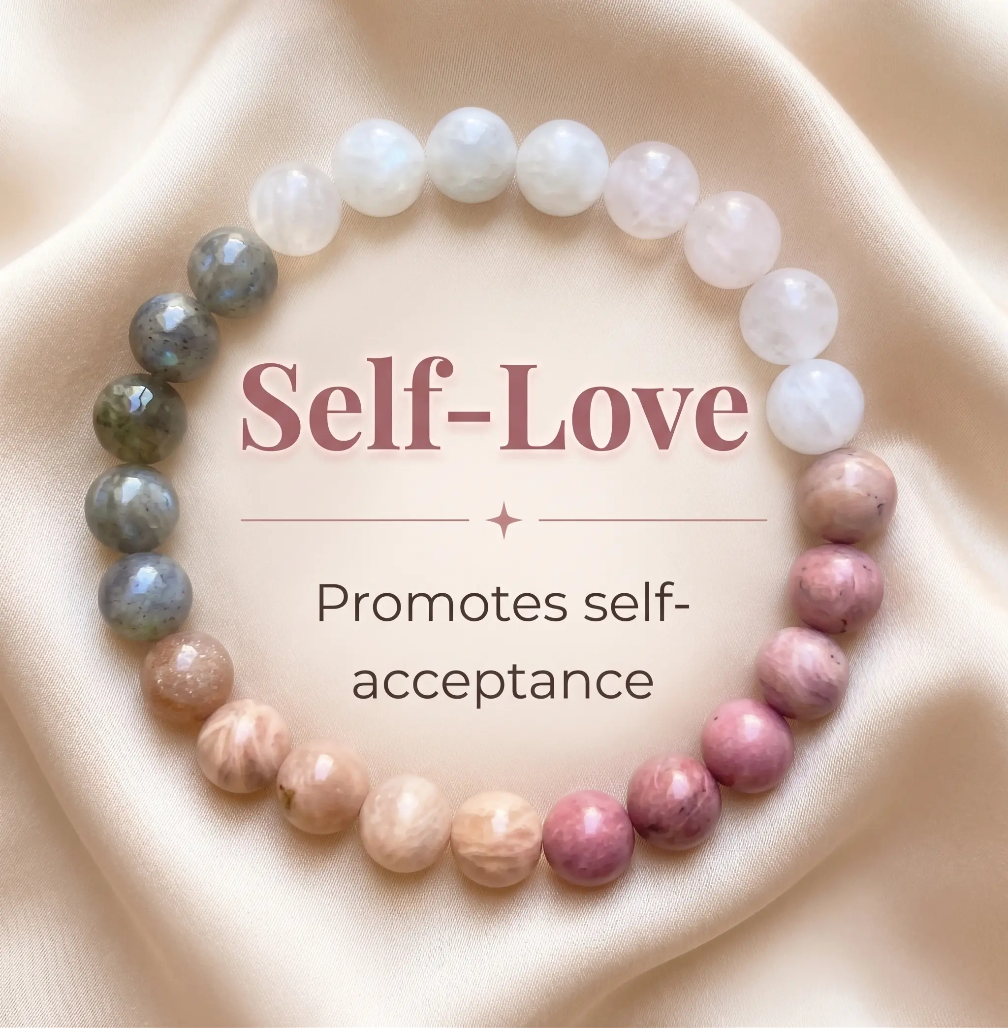 1pc Self-Love & Acceptance Crystal Bracelet, Natural Healing Stone Emotional Balance Amulet, Nurturing Energy Jewelry Gift for Women
