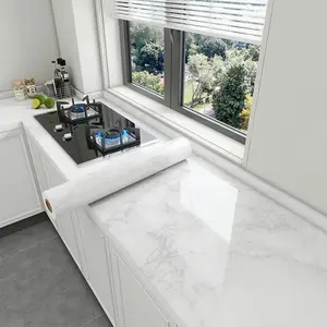 Marble Self-Adhesive Vinyl Wallpaper Roll, Heat Resistant, Easy Clean, Marble Backsplash Wallpaper, Bathroom Kitchen Furniture Decor, Cabinet Door Protection Film, Decorative Wallpaper