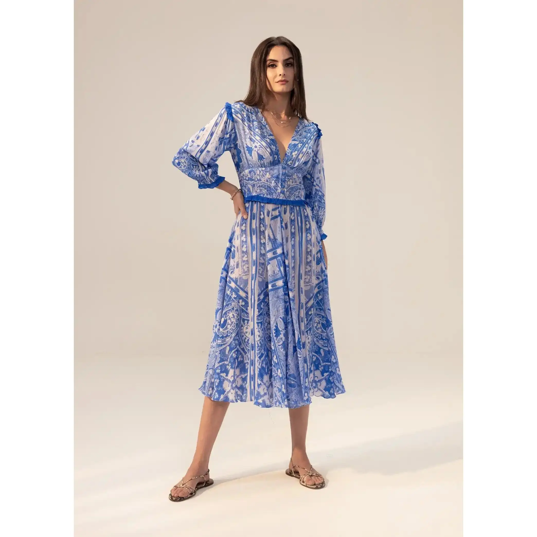 Aisha blue midi dress
