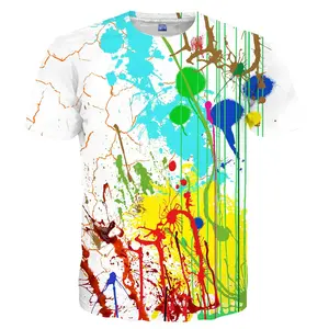 Unisex Vibrant Multicolor Paint Splatter Graffiti T-Shirt, Abstract Art Drip Design, Casual Streetwear for Art Events, Festivals, Daily Wear – Bold Colorful Style for Men & Women
