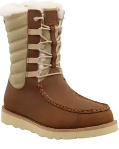 Twisted X Women's Oiled Saddle Lace-Up Shearling Lined Wedge Sole Boot Moc Toe - Wca0055