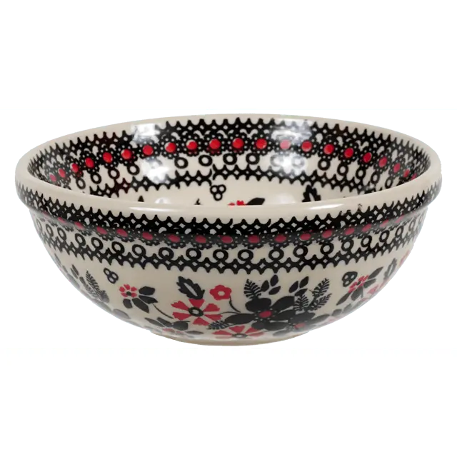 Bowl, Round, 6" in "Duet in Black & Red" by Manufaktura | M089S-DPCC