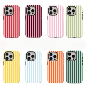 Colorful striped phone case Cover for iphone 17 pro max 16 Plus 15 14 13 12 11 Plus Fashion Trendy Anti-Stain Durable Lightweight Protection Shockproof Matte Texture Elegant Luxury Gift High-Quality New Product, New Year's Best Choice