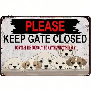 Aluminum Funny Dog Sign Keep Gate Closed Don't Let The Dogs Out for Yard Garden Door Plaque Name Plate
