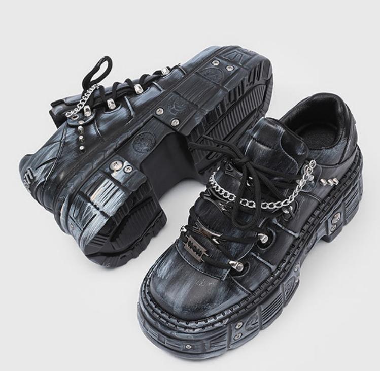 Men's Designer Platform Shoes Vintage Processing Punk Gothic Silhouette Flattering 2026 New