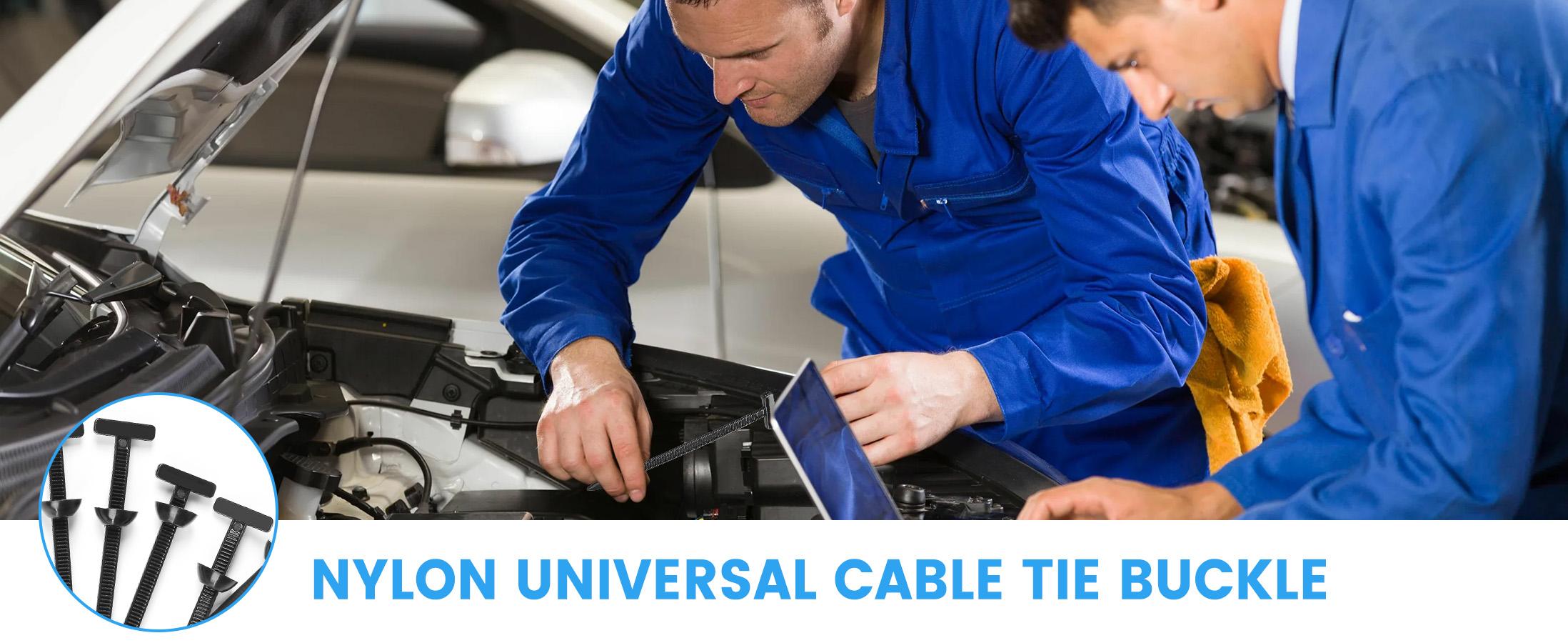 100 Pcs Nylon Universal Cable Tie Buckle - New T Multifunctional Nylon Zip Ties With Pin & Button Design Plastic Cable Fixion Tools Fasteners UV Resistant Zipties for Cars Daily Repair Bumper Clips