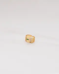Emerald Stone Multi-Layered Stack Adjustable Ring