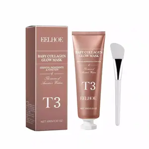 EELHOE T3 Baby Collagen Glow Mask - Moisturizing Hydrating Anti-Wrinkle Brightening Traction Mask for Radiant Skin
