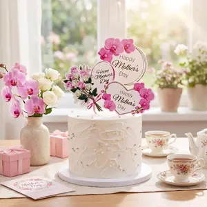 2026 New Design - 6Counts Mother's Day Happy Cake Hat for Mom with Alphabet Cake Hat in Pink Color. Mother's Day Decorative Party Cake Decoration. Perfect Gift