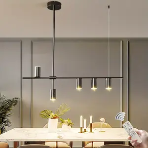 Modern LED 5 Light Pendant Fixture with Electroplated Surface Dimmable for Kitchen Island Dining Room - Black
