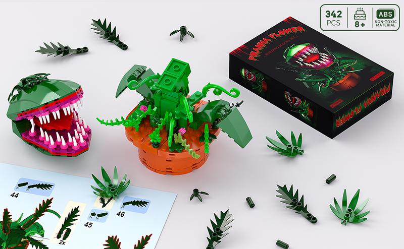 TENHORSES Audrey II Piranha Plant Building Blocks Kit 342 Pieces Compatible with Lego Sets Little Shop of Horrors Openable Mouth DIY Model for Kids Over 8 Years Old Halloween Gift