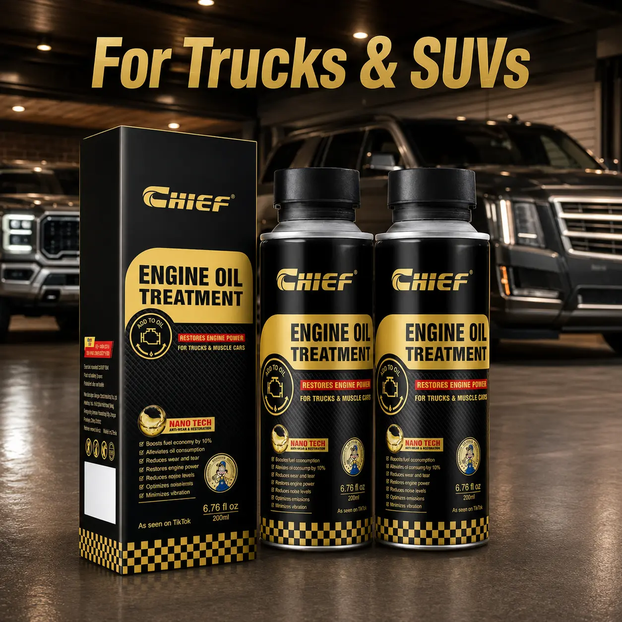 CHIEF Engine Oil Treatment for Trucks, SUVs, Towing and Performance Vehicles, Motor Oil Maintenance Additive, 6.76 fl oz, 2 Pack#truck oil treatment #SUV engine maintenance #pickup truck oil additive #towing vehicle maintenance