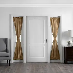 Elrene Home Fashions Colette Faux-Silk Side Door Window Panel, 28 in x 72 in (Side Door Panel), Gold