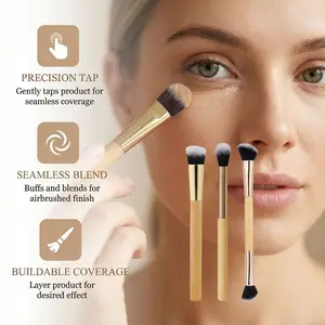 MAYCHEER Ultra-Soft Makeup Brush Beauty Tool Bamboo Handle Foundation Brush Double-Ended Brush