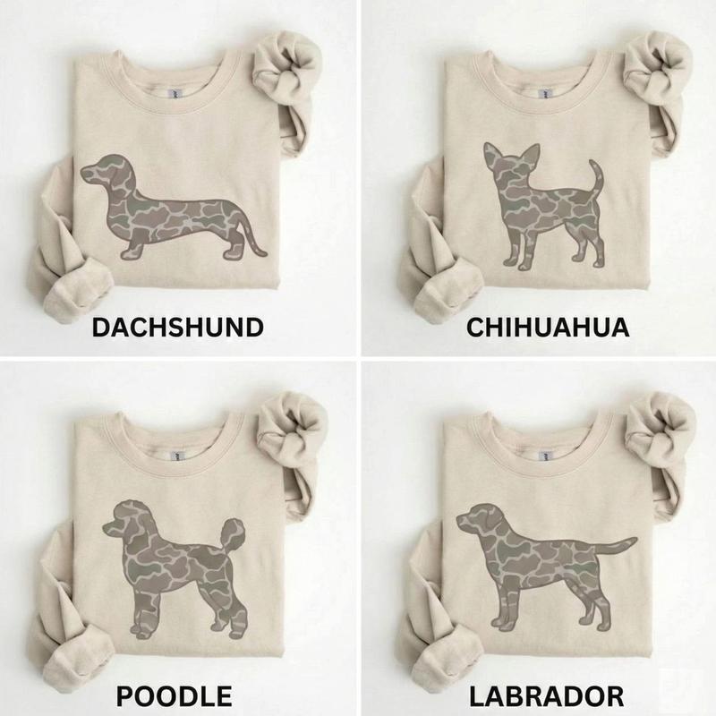 Funny Dog Camo Sweatshirt, Dog Lover Crewneck Sweatshirt, Dog Mom Dad Sweater, Trending Unisex Graphic Tee For Men and Women, Casual Outfit, Comfortable Menswear & Womenswear Top, Dec17