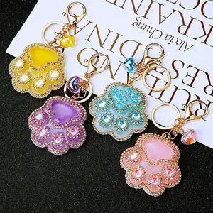 Keychains Charms Shiny Diamond-Encrusted Paw Keychain & Chain Animal Motif Collectible for Cat & Dog Lovers Stylish Phone Accessory,TikTokShopBlackFriday