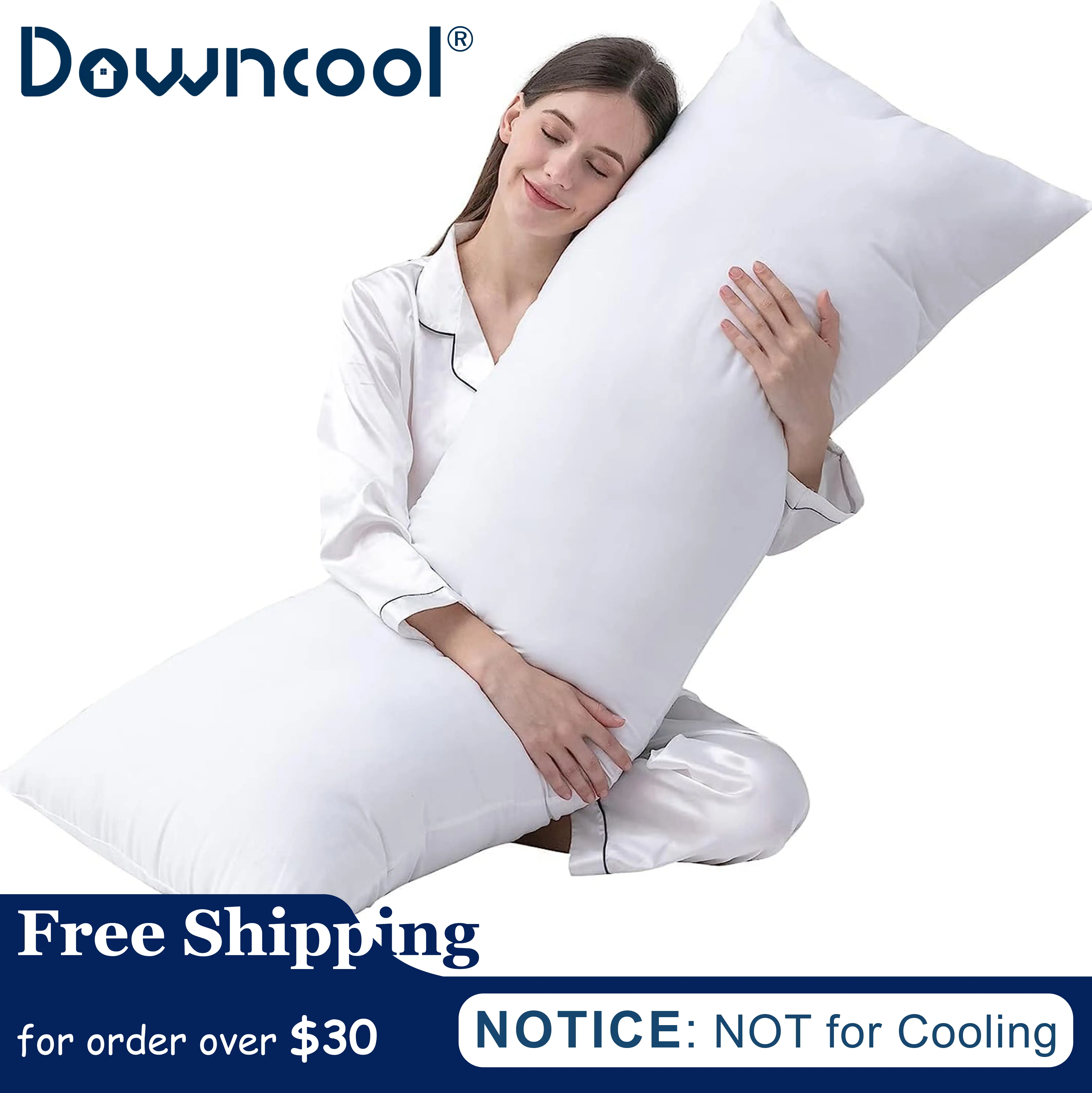 【Black Friday】DOWNCOOL Large Body Pillow - Breathable Full Body Pillow for Side Sleeper - Soft Long Bed Pillow for Adults - 20 x 54 inch