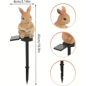 Solar Light Outdoors Bunny Garden Statue - 1/2 Pack LED Lighted UV-Resistant Rabbit Decor for Outdoor Courtyard, Balcony, Backyard, Unique Gift for Halloween, Black Friday, Bunny Garden Statues