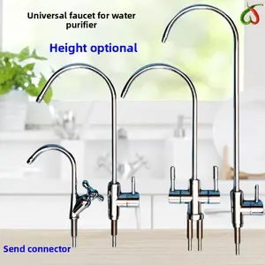 Kitchen water purifier faucet connected to 1/4 inch pipe, 304 stainless steel double control copper faucet with goose neck bend pipe, home sink faucet, RV water purification equipment