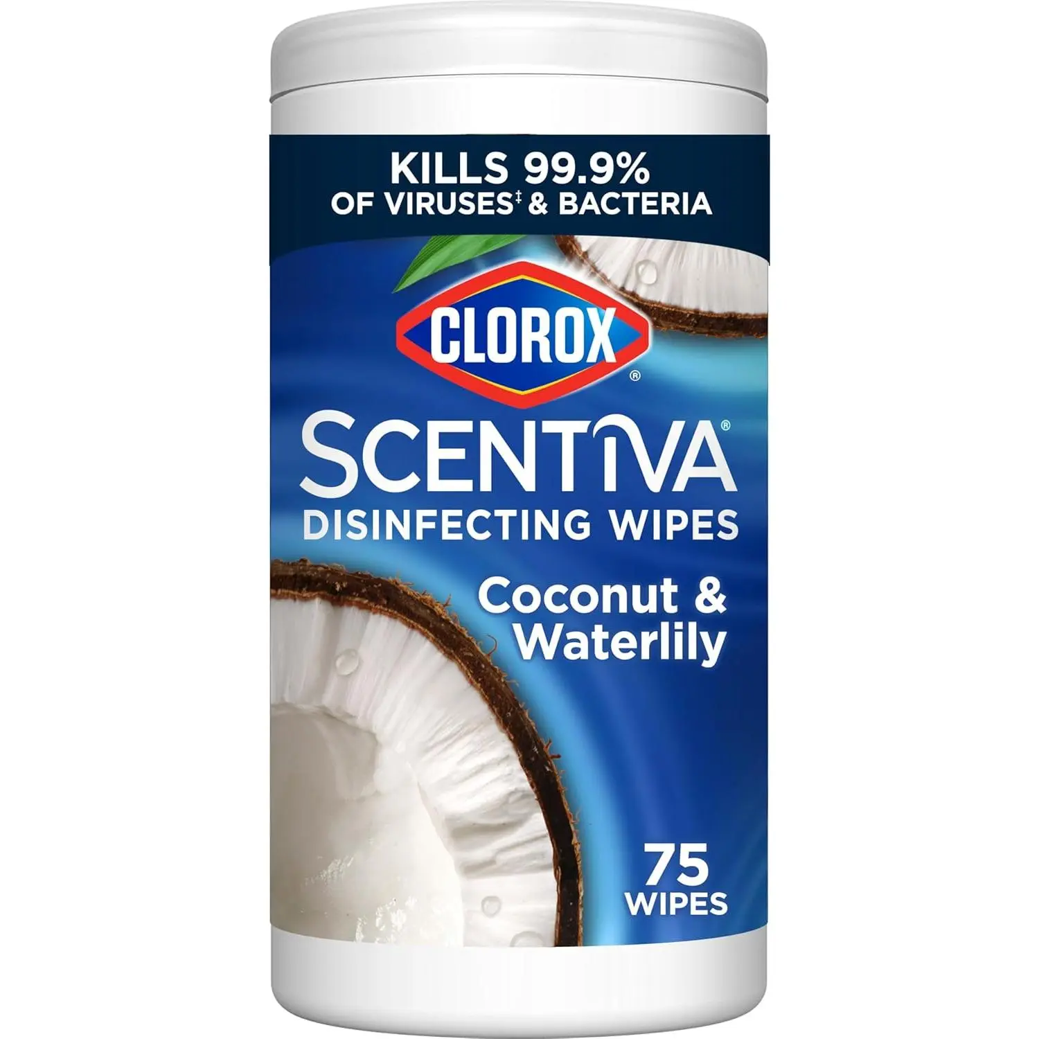 Clorox Scentiva Disinfecting Wipes - Coconut & Waterlily Scent, Antibacterial, 75-Count Home Care Household Cleaner