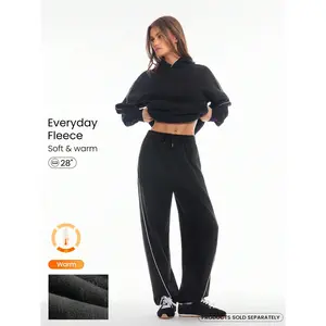 GLOWMODE Everyday Fleece Cozy Warm Contrast Panel Adjustable Drawstring Waist Side Pockets Pants Daily Casual Autumn Winter