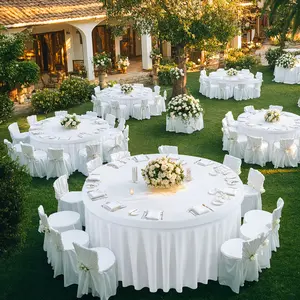 10 Packs Stretch Spandex Round Tablecloth, Wrinkle-Free Fitted Table Cover With Skirt Fits 60-72 Inch Round Tables, Bulk Decor for Large Wedding Banquet & Birthday Party Events Decoration