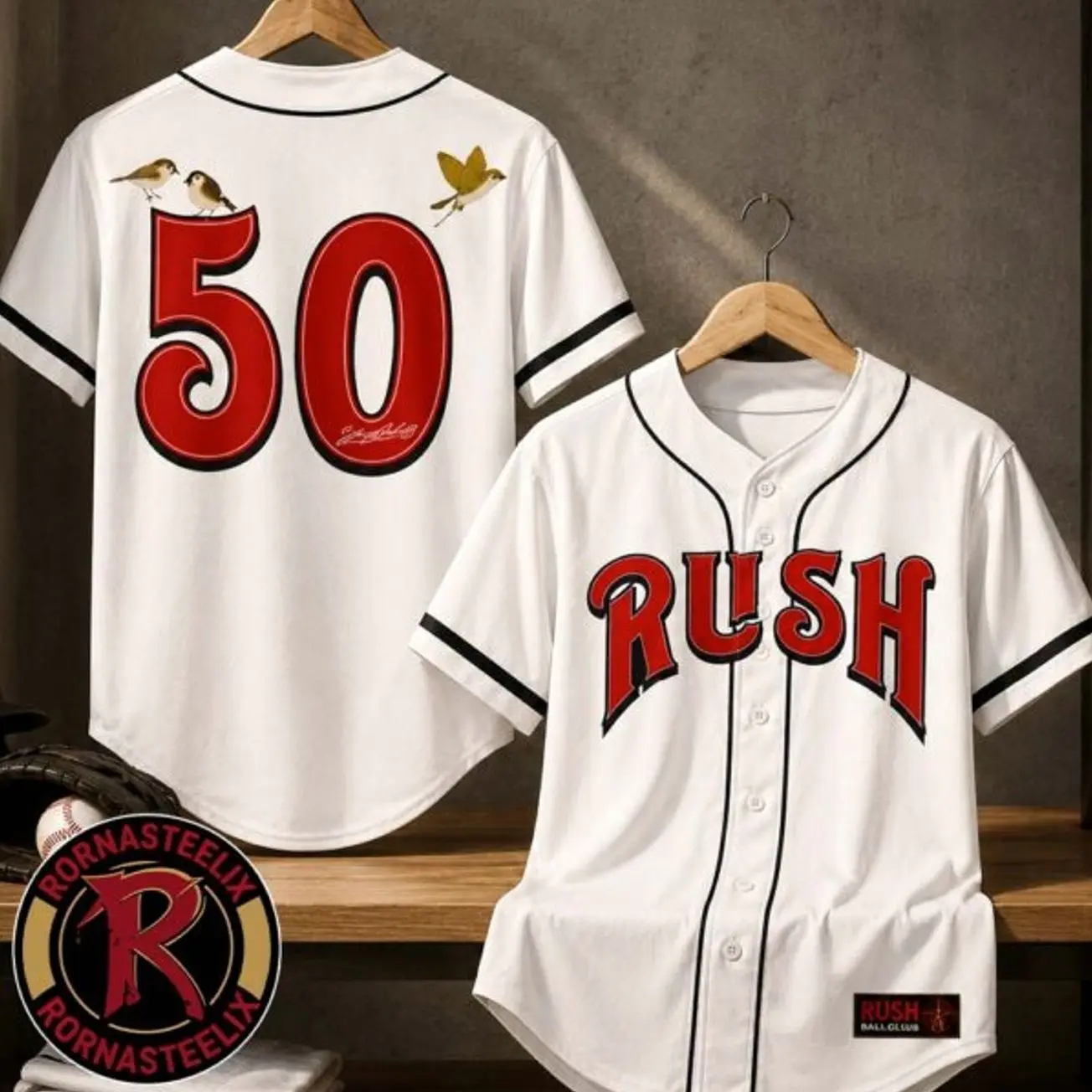 Rush Fifty Something Tour 2026 Merch 50 Something Logo Baseball Jersey H37