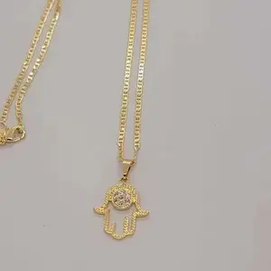 Exquisite Brazilian 18k Gold-Filled Hamsa Necklace for Protection