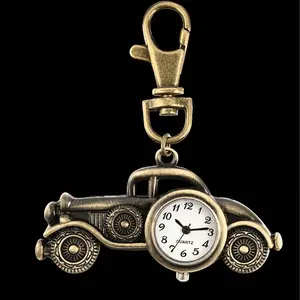 Classic Car Key Shape Pocket Watch, Vintage Bronze Keychain, Creative Quartz Pendant, Nurse Gift, Valentine's Day, Friend Gift, Christmas