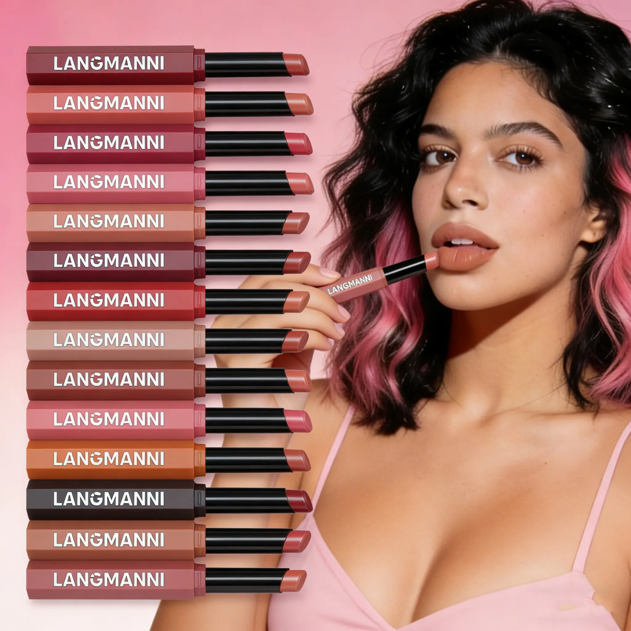 Hexagonal Angled Tip Matte Lipstick - Long-Lasting Precise One-Swipe Makeup Long Lasting Lipsticks
