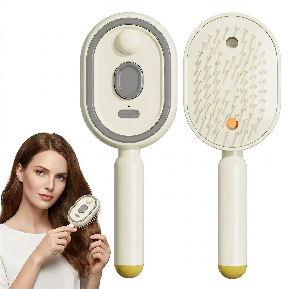 3-in-1 Portable Electric Mist Spray Hair Brush with Air Cushion Massage Function (Home Supplies)