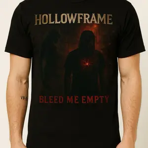 Hollowframe Official Bleed Me Empty Black T-Shirt with Distinct Red Graphic Design