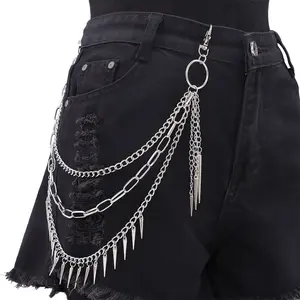 Pants Chain Accessory for Wallets and Keys Rivet Waist Chains Punk Hip-Hop Streetwear Pants Chain for Men & Women Gothic Unisex Belt Accessory with Studs