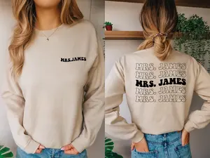 Mrs. t shirt, Bride sweatShirt, Personalized Mrs sweatShirt, Honeymoon sweatShirt, Bachelorette Party Gift, Trendy Wife sweatShirt, miss to mrs sweatShirt, bride crewneck sweatShirt, mr and mrs sweatShirt, gift for women, gift for her