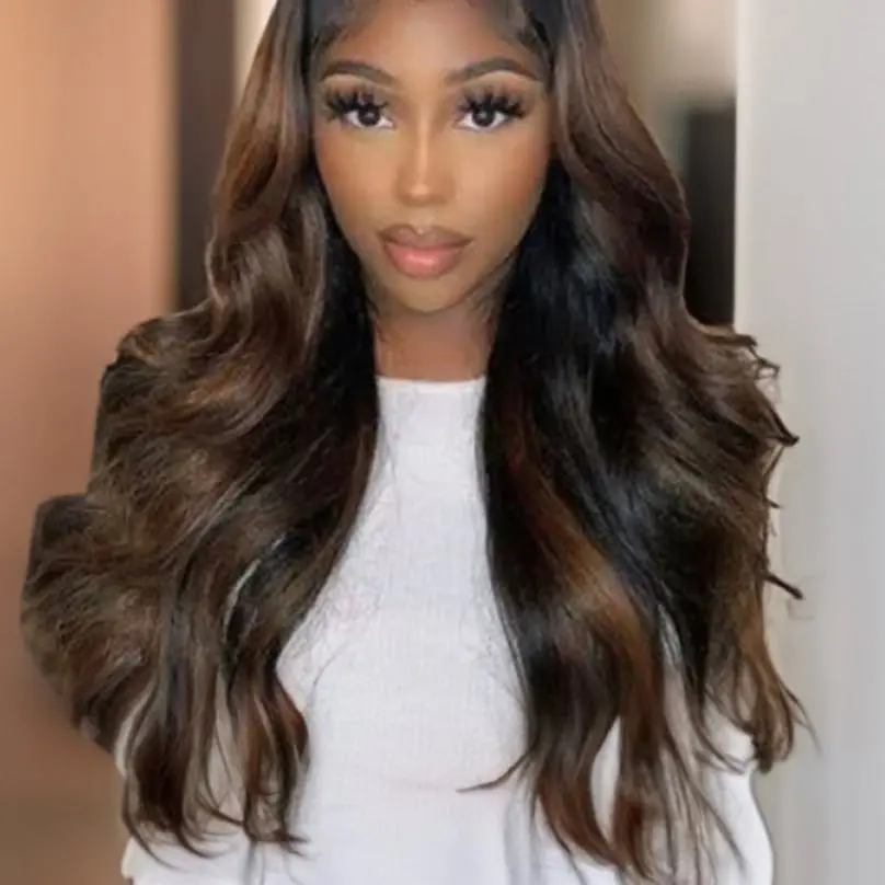 Lushlanes Blonde Highlight Ombre Color Headband Wig Body Wave Glueless Wig for Women Wear and Go Wig 150 Density