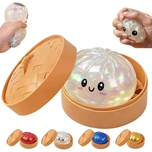 Glitter Dumpling Squishy with Box, Soft Sensory Squeeze Toy for Stress Relief, Mystery Glitter Dumplings, Decompression Dough, Not Blind Box, You Can Choose Your Favorite Color Freely
