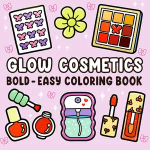 Adult Coloring Book, 52 Pages Thick Paper Design, Cute Makeup Theme, Simple & Easy Patterns, Relaxing Stress Relief Activity