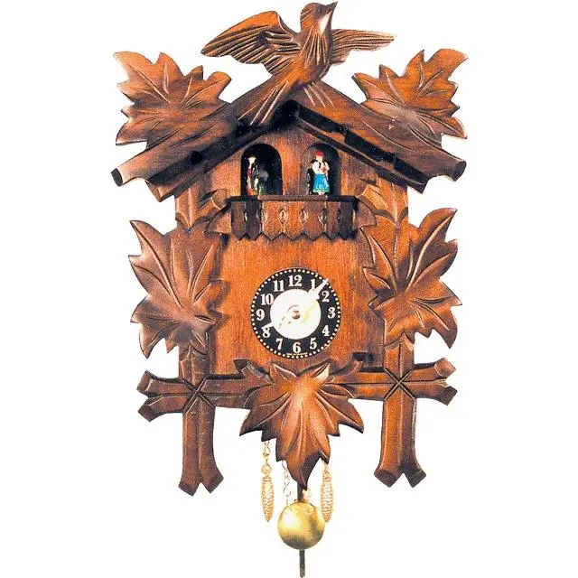 212 MAIN 9.5 in Carved Wood Traditional Analog Clock - Engstler Design, Battery-Operated Quartz Drive, Mini Decoration with Dancing Figures That Dancers Constantly Move, Home Decor Supplies