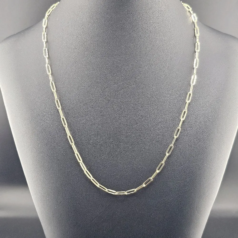 14k Gold Paperclip Necklace, 20-in, 1.2mm, for Everyday Wear