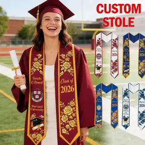 Custom Graduation Stole Class of 2026, Personalized Logo&Name Graduation Sash