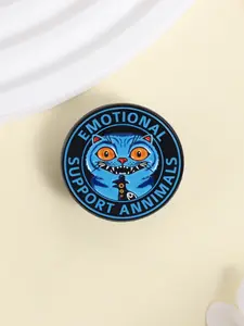 Enamel Badge with Humorous Cat Support Message, Fun Decor for Group Identity and Daily Humor, Unique Expression of Internet Culture