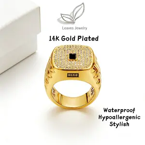 14K Real Gold-Plated Diamond Ring Fashionable hip-hop style Street Style Waterproof Hypoallergenic Colorfast Suitable for both men and women The Perfect Gift for Him