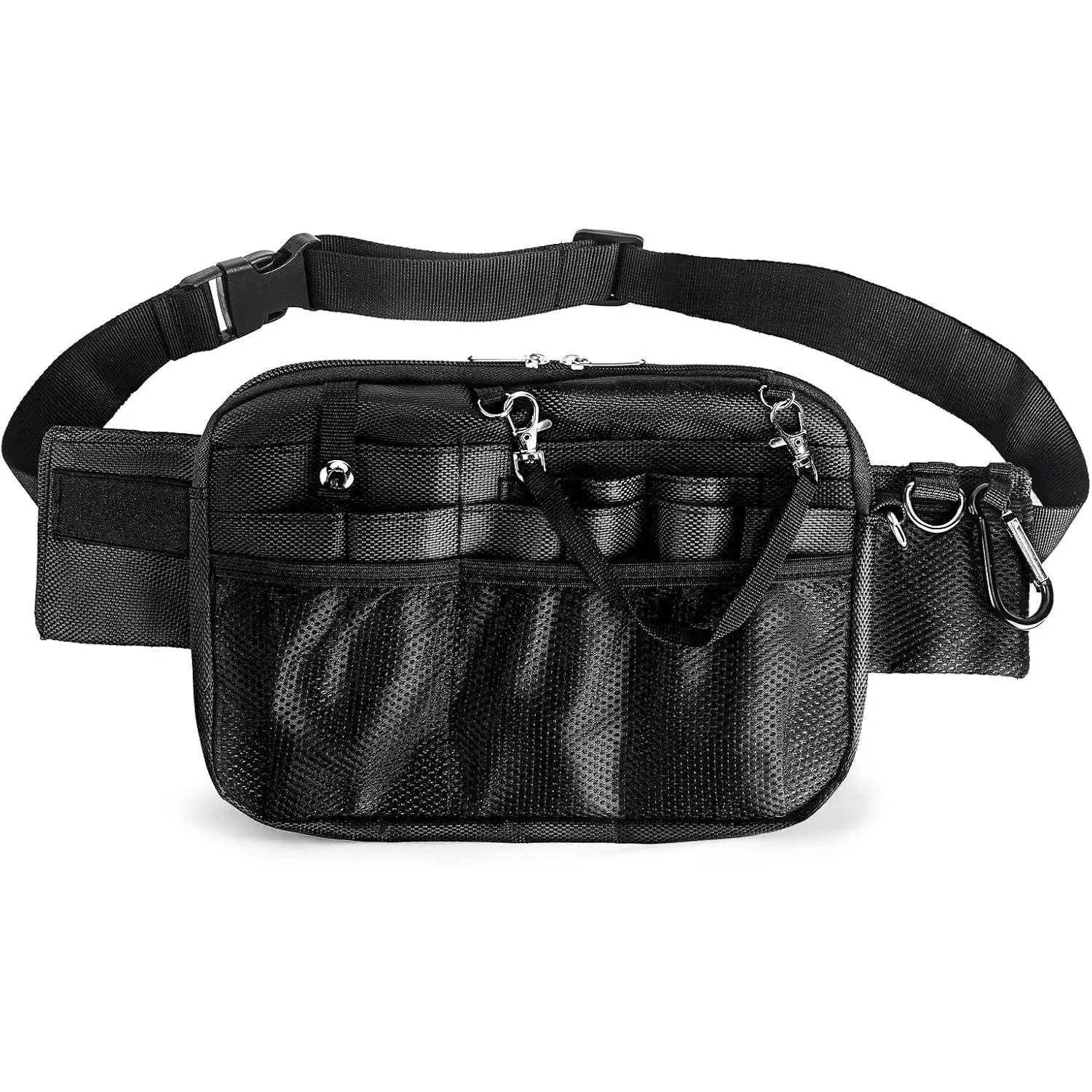 Nurse Waist Bag with Stethoscope Holder - Medical Bag, Pocket Organizer, Practical Tool Bag for Work, Veterinary Technician and Teacher Tool Belt (Black)