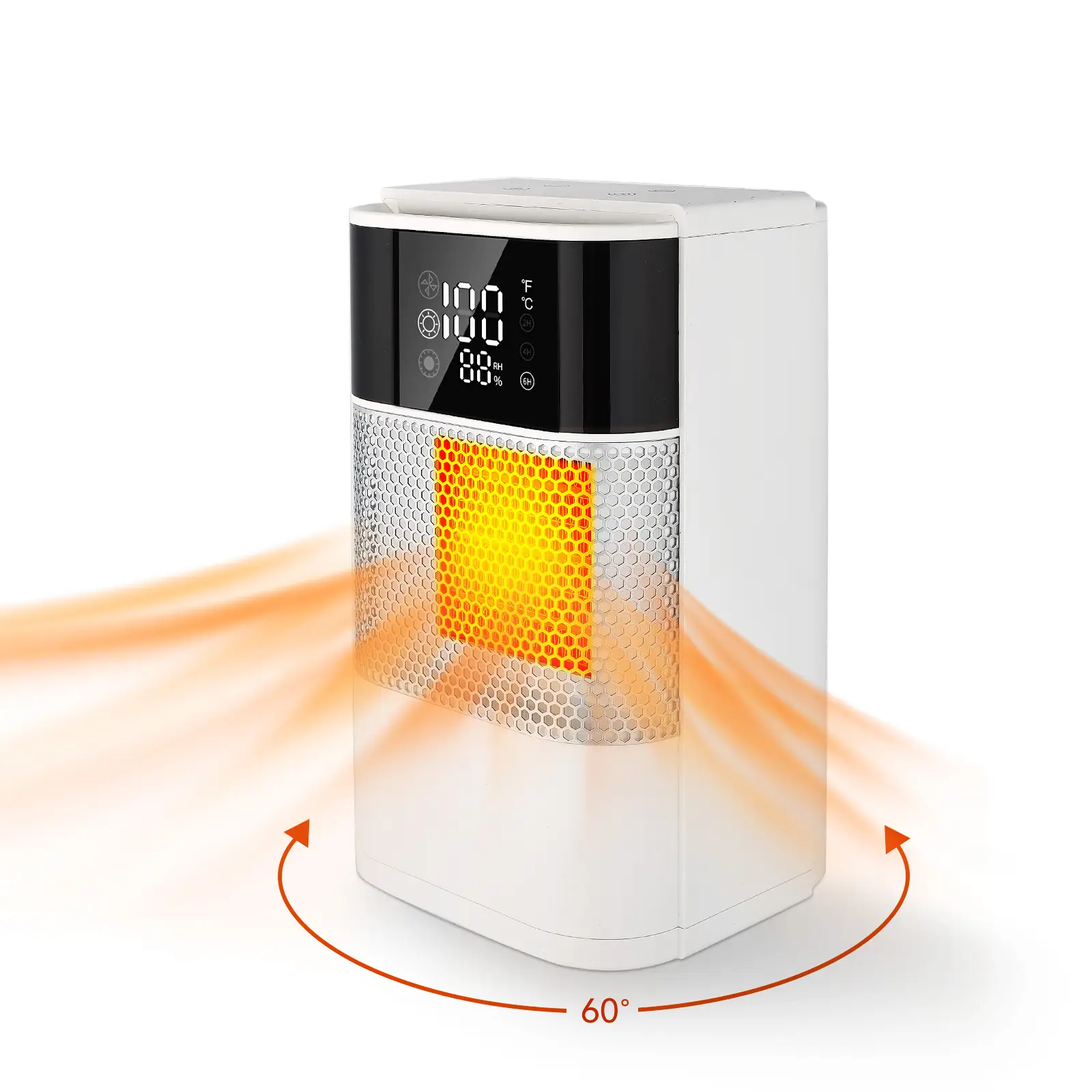 Christmas Portable 1500W PTC Heater with Digital Fast Heating Thermostat Timer Oscillation Overheat Protection LED Flame for Home/Office/Bedroom