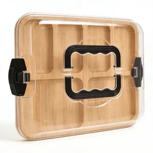 Bamboo Snack Tray with Compartments – Large Eco-Friendly Serving Tray for Fruits, Nuts, and Party Snacks – Perfect for Family Gatherings, Picnics, Kitchen Organization