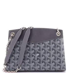 Pre-owned Goyard Canvas Coated, Leather Shoulder Bags Structured Rouette Chain Shoulder Bag Coated Canvas Mini by Rebag