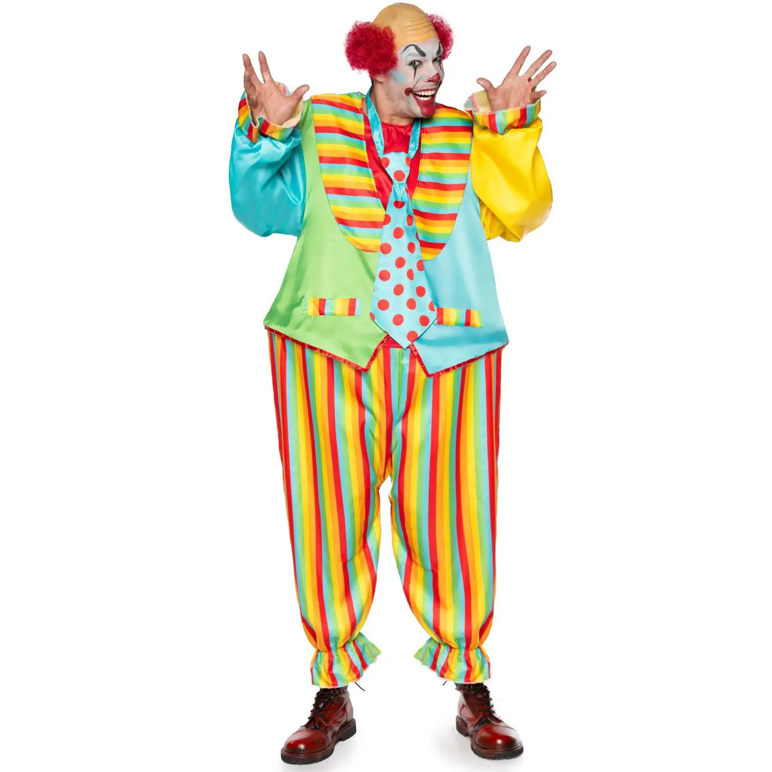 Men's Classic Satin Polyester Menswear Costume Set - Stretchy, Breathable, Oversized Loose Colorful Jumpsuit for Halloween Circus Clown Cosplay by Leg Avenue (Matching Size Options Available)