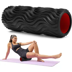 Foam Roller, 15" High Density Foam Back Roller, Wave Textured Massage Roller for Deep Muscle Massage Pilates Yoga,Fitness Exercise Roller for Whole Body Release(Black)